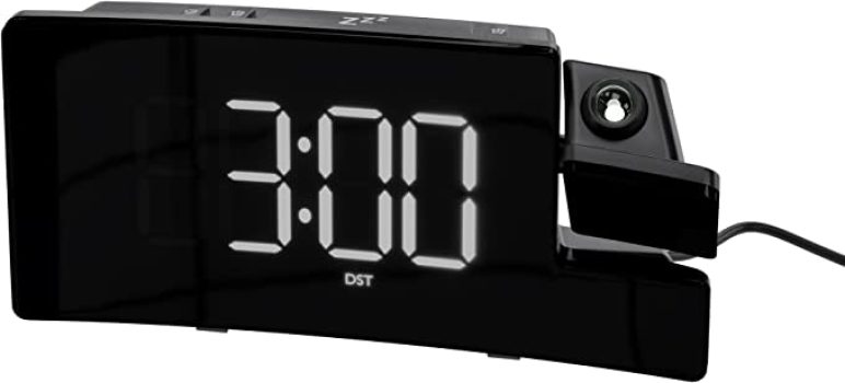 Amazon Basics Projection Alarm Clock w/FM Radio, USB Phone Charging