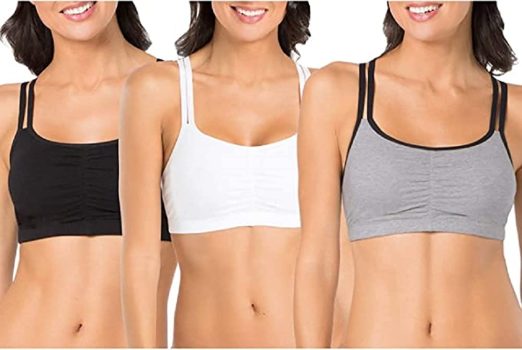 3-Pack Fruit of the Loom Women Shirred Front Racerback Sports Bra
