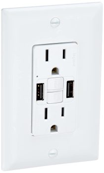 Legrand Radiant 15A Tamper-Resistant Type-A/A USB GFCI Outlet