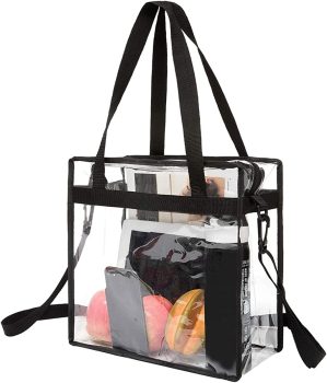 BAGAIL Clear Stadium Approved Clear Tote Bag w/Zipper Closure