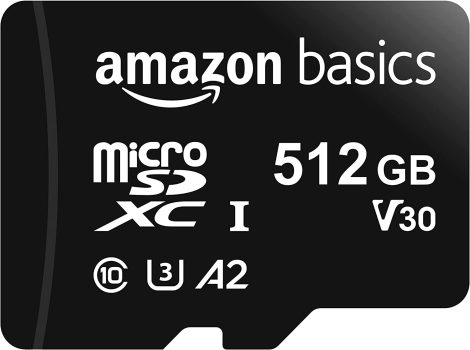 Amazon Basics microSDXC 512GB Memory Card w/Adapter