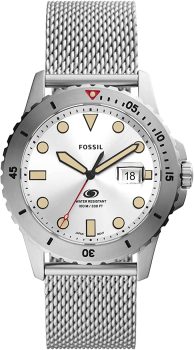 Fossil Mens Blue Quartz Stainless Steel Dive-Inspired Casual Watch