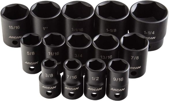 14-Pc Arcan 1/2-in Drive Shallow Impact Socket Set