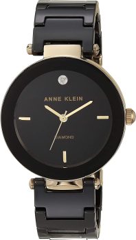 Anne Klein Womens Genuine Diamond Dial Ceramic Bracelet Watch