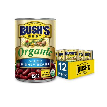 12-Pack Bushs Best Canned Organic Dark Red Kidney Beans 15oz