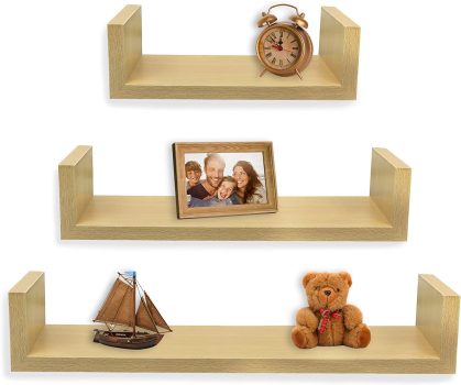 Greenco Set of 3 Floating U Shelves