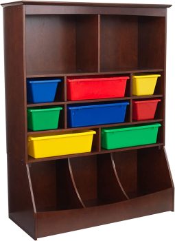 KidKraft Wooden Wall Storage Unit with 8 Plastic Bins