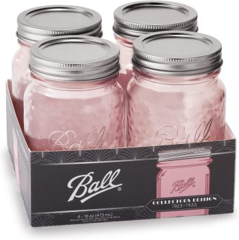 4PK Ball Jar Rose Vintage Regular Mouth Quart Canning Jars