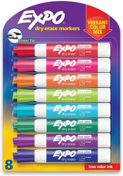 EXPO Dry Erase Markers Chisel Tip Vibrant Colors 8-Pack