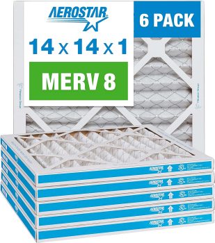 6-Pack Aerostar 14x14x1 MERV 8 Pleated AC Furnace Air Filter