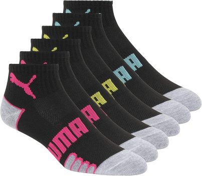 6-Pack PUMA Womens Quarter Crew Socks