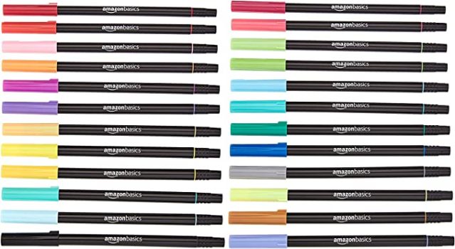 12-Pack Amazon Basics Dual Tip Brush Pens, Blendable