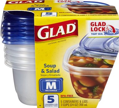 5 Pack GladWare Soup & Salad Food Storage Containers 24Oz