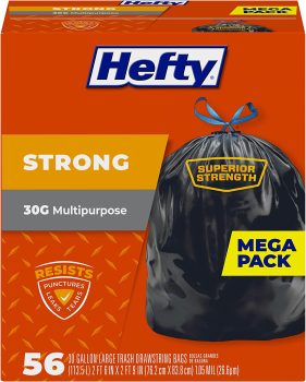 56-Count Hefty Strong Large Trash Bags 30 Gallon
