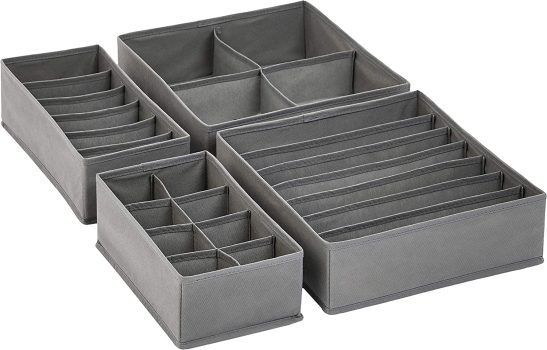 Amazon Basics Dresser Drawer Storage Organizer Set of 4