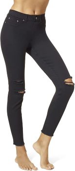 HUE Women’s Ripped Knee Denim Leggings