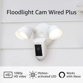 Ring Floodlight Cam Wired Plus w/Motion-Activated 1080p HD video