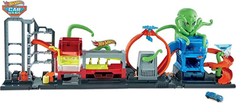 Hot Wheels Toy Car Track Set City Ultimate Octo Car Wash HBY96