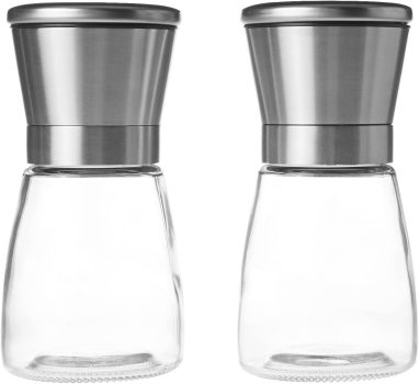 2-Pk Amazon Basics Adjustable Salt and Pepper Grinders 5.5oz