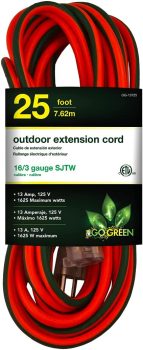 GoGreen Power GG-13725 16/3 25-ft SJTW Outdoor Extension Cord