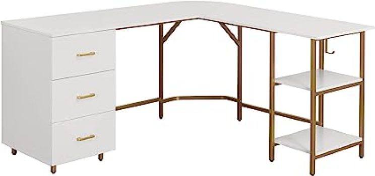 Techni Mobili L Shaped Two-Toned Computer Desk