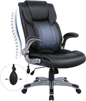 COLAMY Ergonomic Home Computer Desk Leather Chair