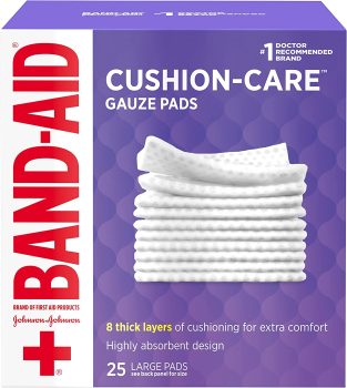 25CT Band-Aid Absorbent Cushion Care Sterile Square Gauze Pads