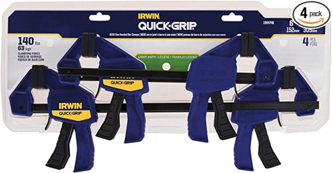 4 Pack IRWINQUICK-GRIP One-Handed Mini Bar Clamp