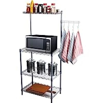 Mind Reader 3 Tier Microwave Shelf Counter Unit w/Hooks