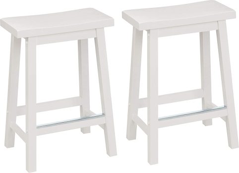 2 Amazon Basics Solid Wood Saddle-Seat 24-in Counter-Height Stool