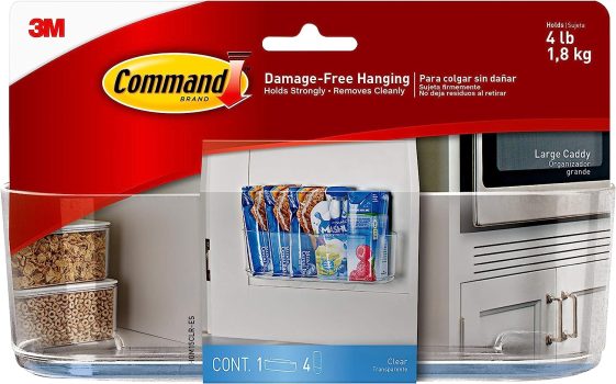 Command Large Caddy Clear with 4 Clear Indoor Strip