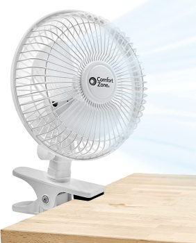 Comfort Zone CZ6C 6-in Quiet Portable 2-Speed Desk Fan w/Clip
