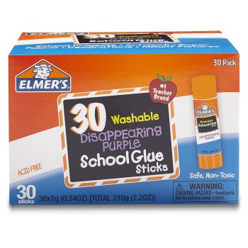30-Ct Elmer’s Disappearing Purple School Glue Sticks, Washable