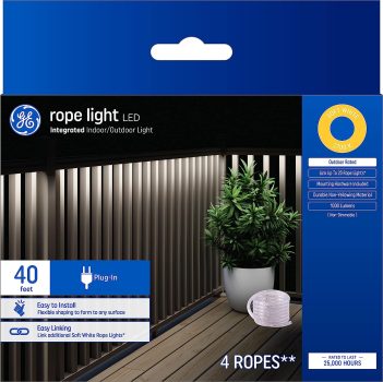 GE LED Rope Light Plug-In Light Strip Outdoor Rated 40-Feet