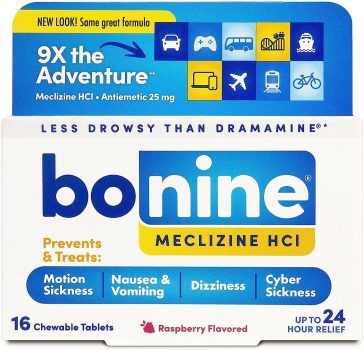 Bonine Non-Drowsy Motion Sickness Relief 25mg 16 Chewable Tablets