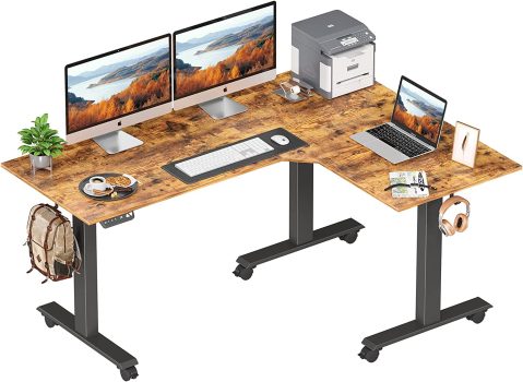 FEZIBO Triple Motor L-Shaped Electric Standing Desk