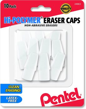 10-Pack Pentel Hi-Polymer White Cap Erasers