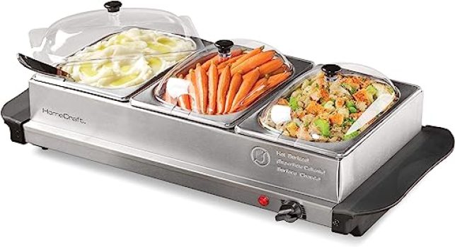 HomeCraft 3-Station 1.5-Quart Buffet Server Slow Cooker