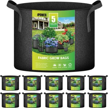 10-Pack iPower 5 Gallon Grow Bags Nonwoven Fabric Pots
