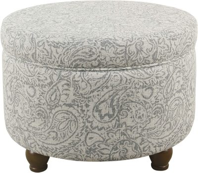 Homepop Home Decor Upholstered Round Storage Ottoman