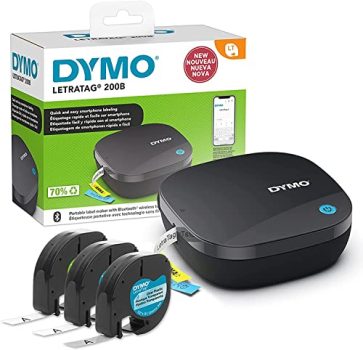 DYMO LetraTag 200B Bluetooth Label Maker w/3 Label Tapes