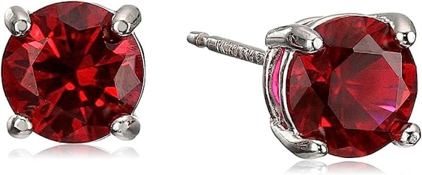 Amazon Essentials Sterling Silver Created Round Cut Earrings