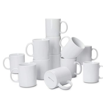 AmazonCommercial 12-Piece Porcelain 10oz Gourment Coffee Mug Set