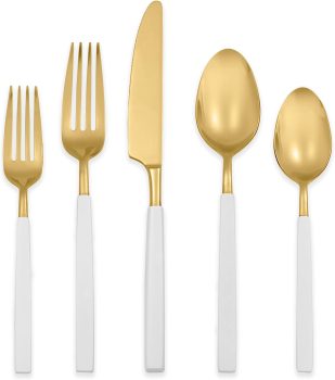 Hampton Forge Marion White Enamel & Gold Pvd18/10 5-Piece Set