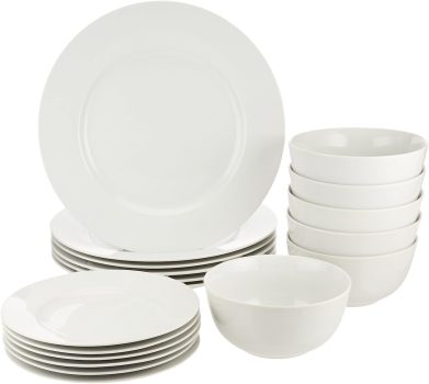 Amazon Basics 18-Piece Kitchen Dinnerware Set Service for 6