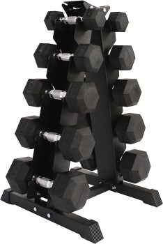 Signature Fitness Rubber Coated Hex Dumbbell Weight Set