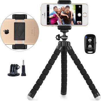 Ubeesize Flexible Mini Phone Tripod w/Remote and Universal Clip