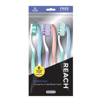 REACH Essentials Toothbrush with Toothbrush Covers