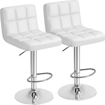 2 Furmax Modern Pu Leather Swivel Adjustable Hydraulic Bar Stool
