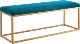 Ball & Cast Upholstered Bench, 48-inch W, Teal